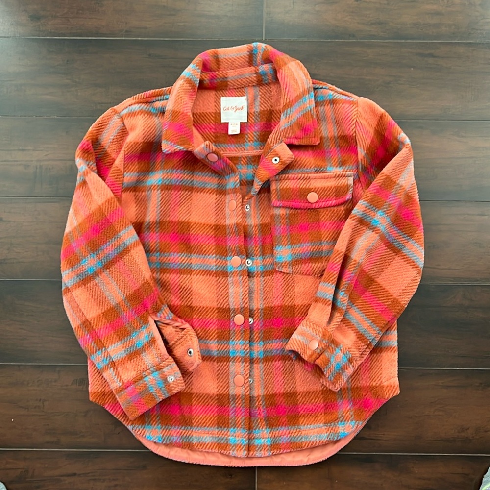 Cat & Jack - orange, rust, pink, blue shacket. Youth Medium